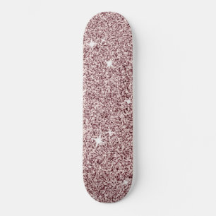 Skate Padrão de Brilho Estrela Rosa Claro Fofo e Glamour