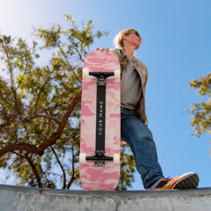 Skate Padrão de Camuflagem Rosa, Seu nome, Personalize