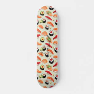 Skate Padrão de Cartoon de Comida Nigiri Sushi Japan