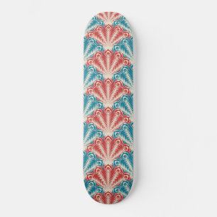 Skate Padrão de Cauda de Pavão Vermelho e Azul