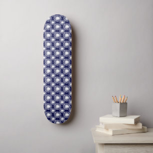 Skate Padrão de Círculos Shibori Azul e Branco