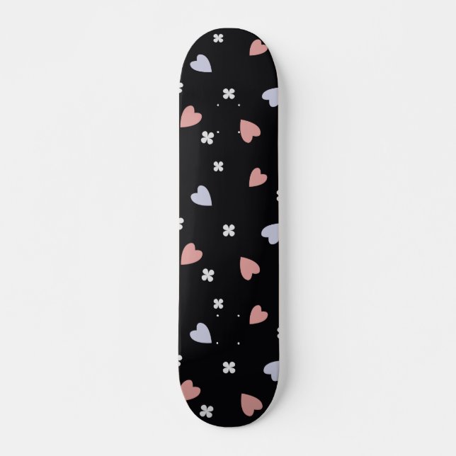 Skate Padrão de Corações de Trevo Fofos Amor Sortudo (Frente)