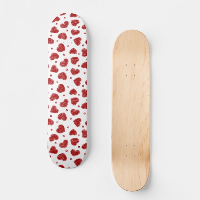 Skate padrão de Corações Vermelhos e Brancos (Frente)