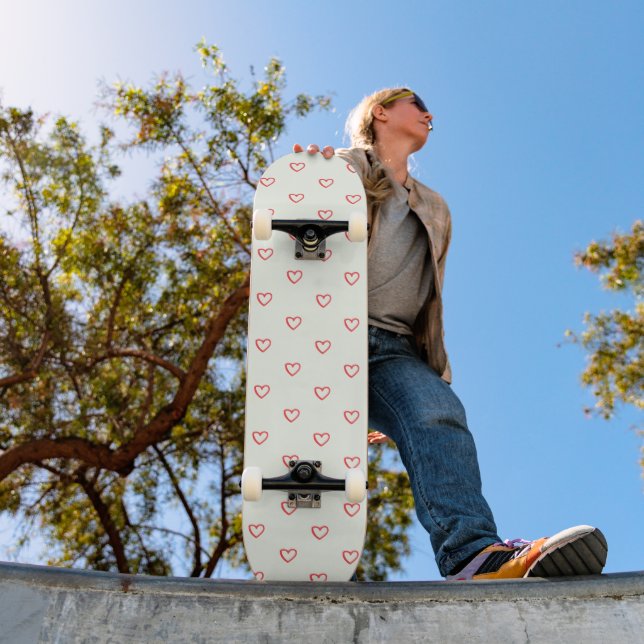 Skate Padrão de Corações Vermelhos, Fofo, Amor (Ao ar livre 1)