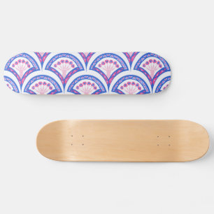 Skate padrão de damasco floral azul