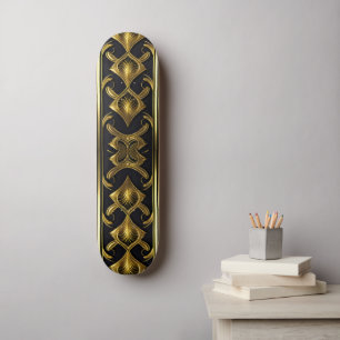 Skate Padrão de deco de arte elegante em preto e ouro