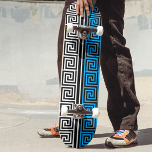 Skate Padrão de Design de Fret Key Grego Azul Preto Bran