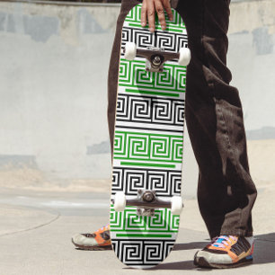 Skate Padrão de Design de Fret Key Grego Preto Verde Bra