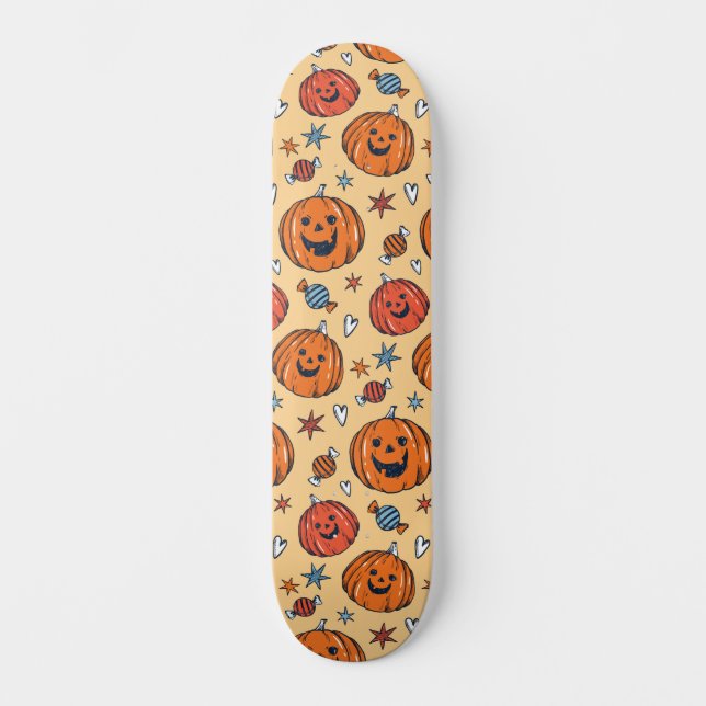Skate Padrão de Dia das Bruxas Spooky Pumpkin (Frente)