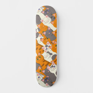 Skate Padrão de diagonal do gato preto branco do Ginger