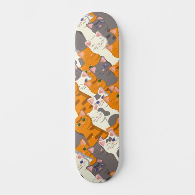 Skate Padrão de diagonal do gato preto branco do Ginger (Frente)