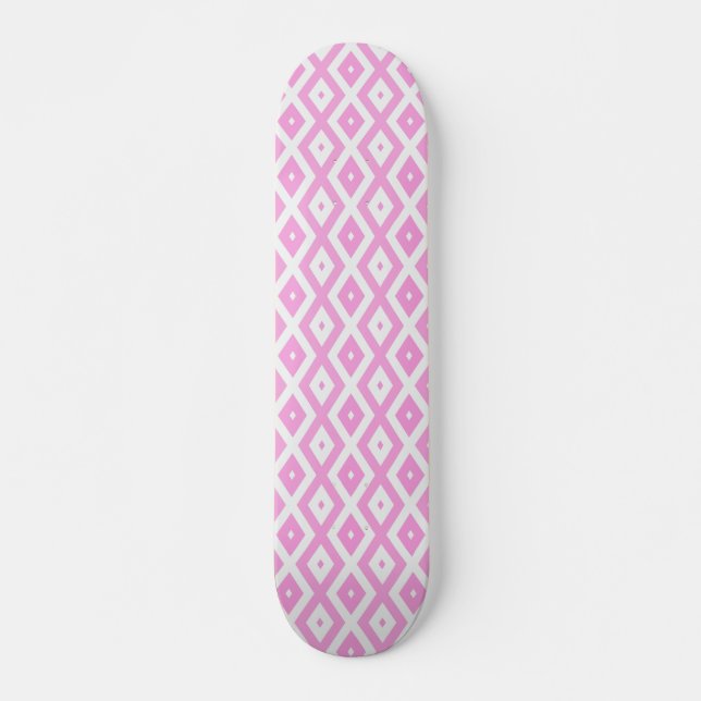 Skate Padrão de diamante rosa e branco (Frente)
