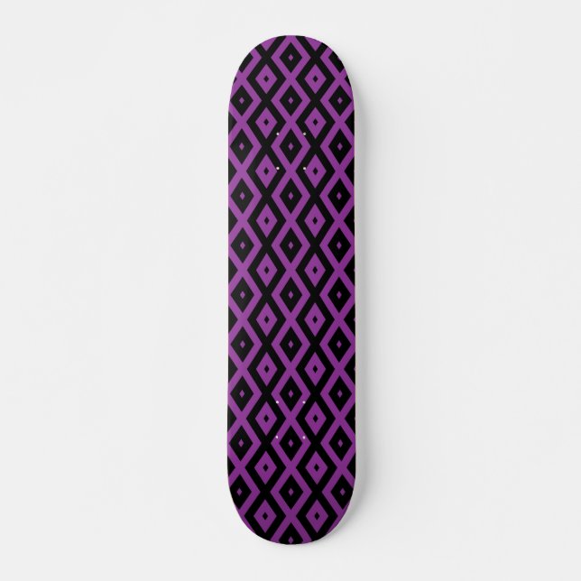 Skate Padrão de diamante roxo e preto (Frente)