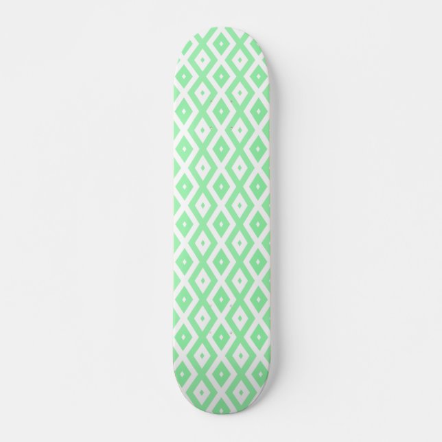Skate Padrão de diamante verde e branco (Frente)