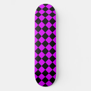 Skate Padrão de Diamante Xadrez Preto Roxo