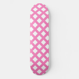 Skate Padrão de diamante xadrez rosa e branco