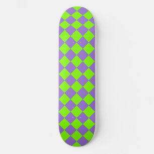 Skate Padrão de Diamante Xadrez Verde Roxo