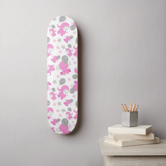Skate Padrão De Elefantes Rosa, Elefantes Cutes, Estrela (Arte de parede)