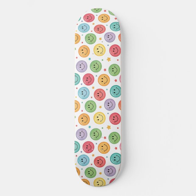 Skate Padrão de Emoji Sorridente (Frente)