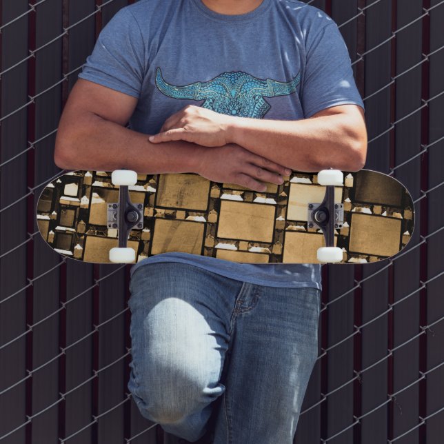 Skate Padrão de Espelhos Geométricos Sepia (Ao ar livre 3)