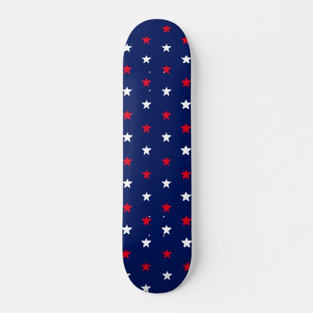 Skate Padrão de estrelas azul-marinho vermelho e branco  (Frente)