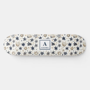 Skate Padrão de estrelas Douradas e azuis personalizadas