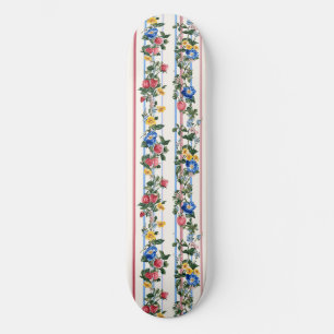 Skate Padrão de Faixa Floral de Morango Vertical Vintage
