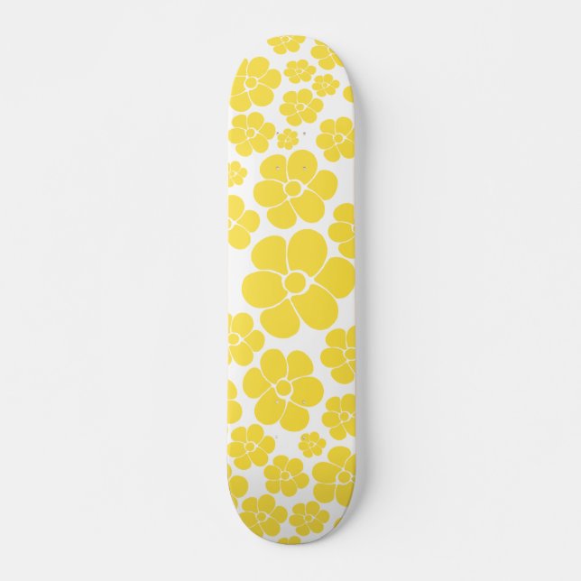 Skate Padrão de Flor - Amarelo-Limão e Branco (Frente)