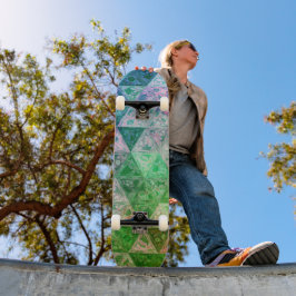 Skate Padrão de Flor Azul e Verde