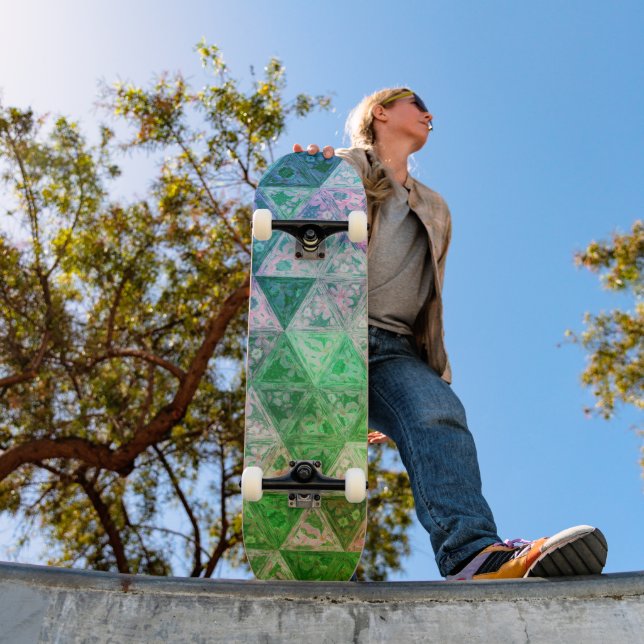 Skate Padrão de Flor Azul e Verde (Ao ar livre 1)