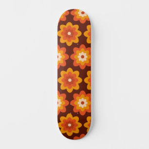 Skate Padrão de flor laranja Groovy Retro 70s Boho Hippi