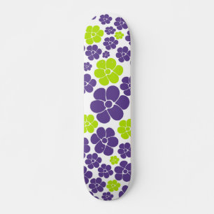 Skate Padrão de Flor no Verde limão e Roxo