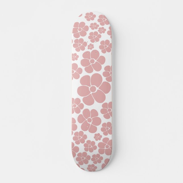 Skate Padrão de Flor - Rosa e Branco (Frente)