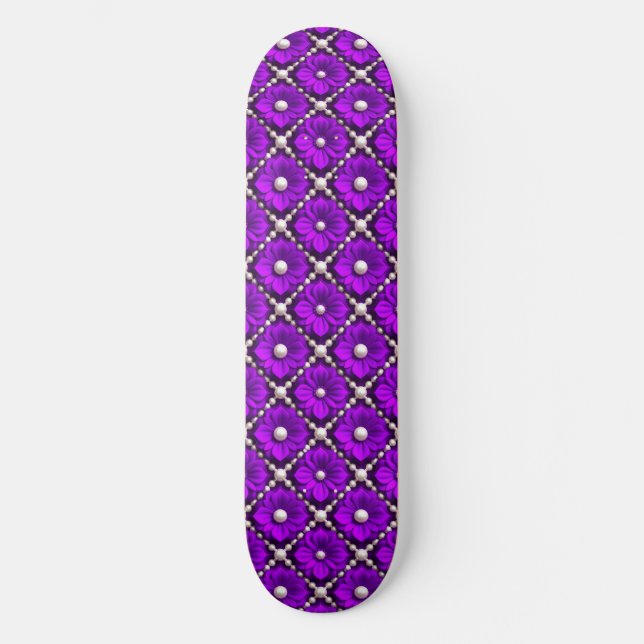 Skate Padrão de Flor Roxa Com Pérolas (Frente)