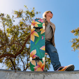 Skate Padrão de Flor Tropical do Havaí