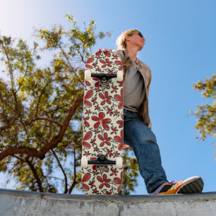 Skate Padrão de flor vermelha