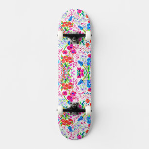 Skate Padrão de flores em aquarela coloridas fofas