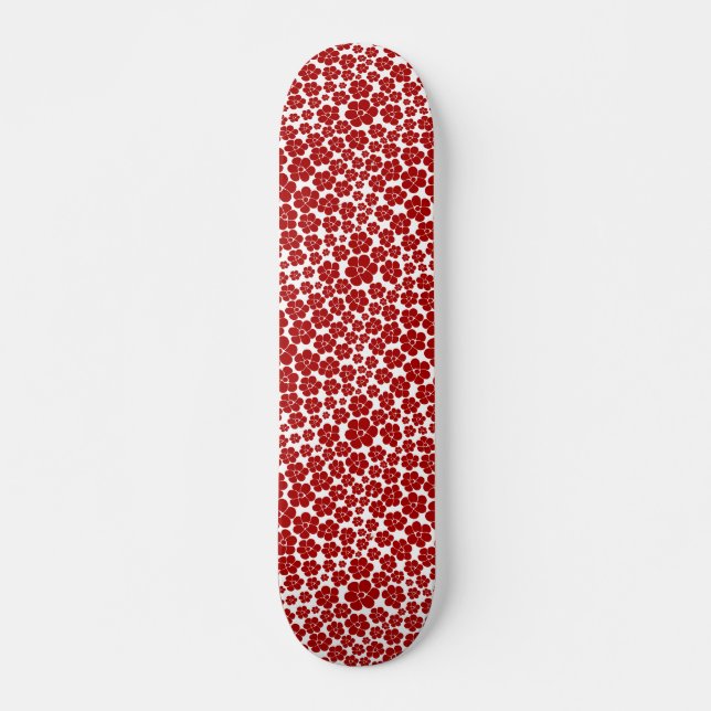 Skate Padrão de Flores em Vermelho e Branco (Frente)