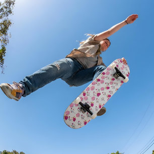 Skate Padrão de Flores Rosa
