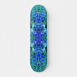 Skate Padrão de Folhagem Abstrata em Chartreuse e Azul