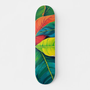 Skate Padrão de Folhagem de Banana Colorida Vibrante