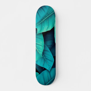 Skate Padrão de Folhagem de Banana Verde com Aquarela