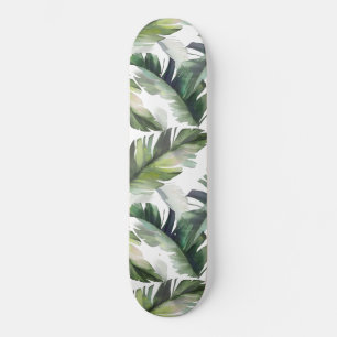 Skate Padrão de Folhagem Tropical Verde da Aquarela 