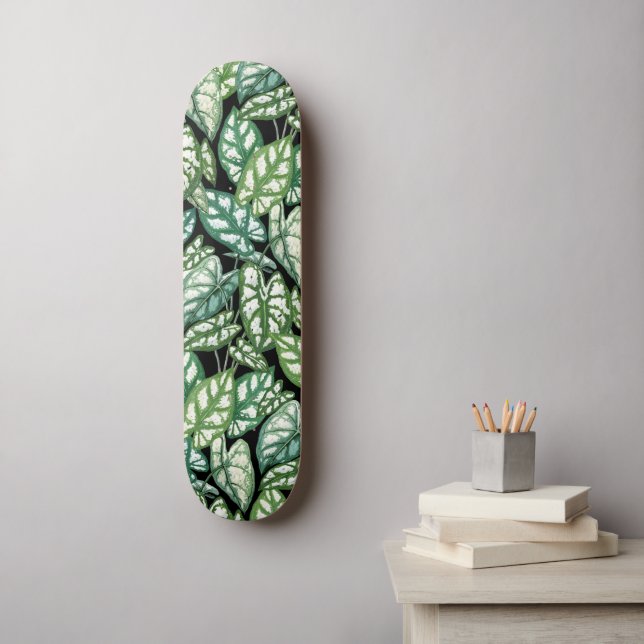 Skate Padrão de Folhas Tropicais Verdes (Arte de parede)