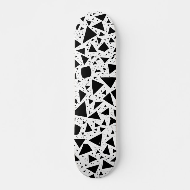 Skate Padrão de Formas abstrato preto e branco (Frente)