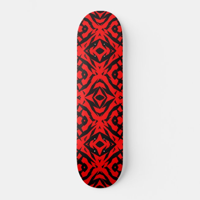 Skate Padrão de formas tribais vermelhas (Frente)