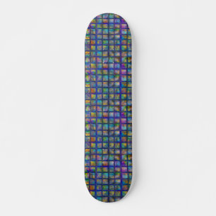 Skate Padrão de Grade de Azulejos Quadrados Tye-Die Roxo