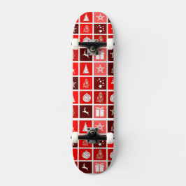 Skate Padrão de Grade de Natal Vermelho Moderno Minimali