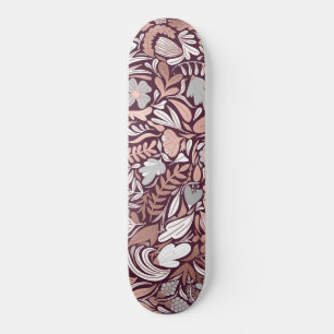 Skate Padrão de Ilustração Floral da Borgonha Dourada