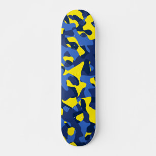Skate Padrão de Impressão de Camuflagem Amarela Azul